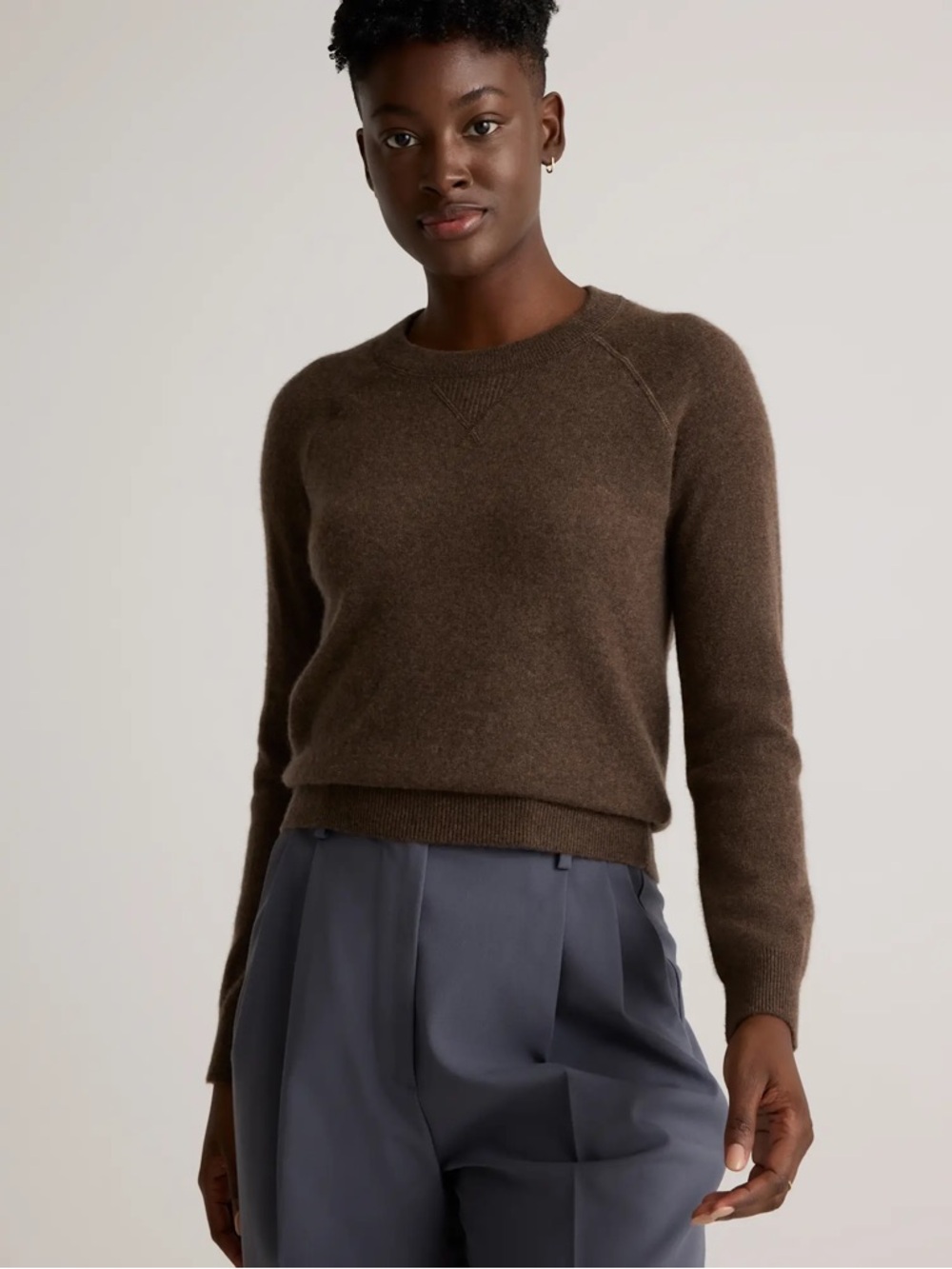 Quince Mongolian Cashmere Shrunken Sweatshirt Crewneck Sweater